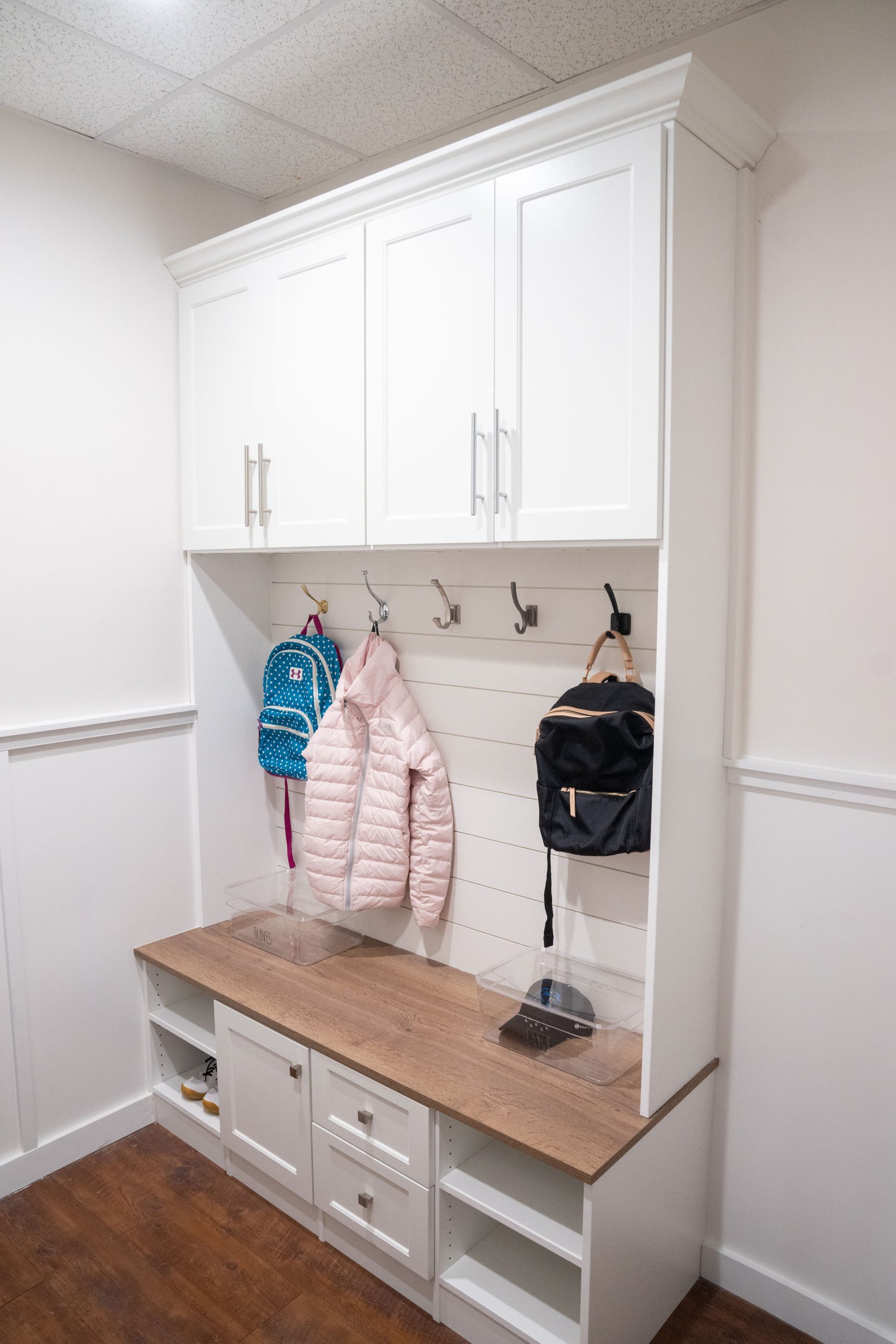 Custom mudroom storage by The Closet Rehab