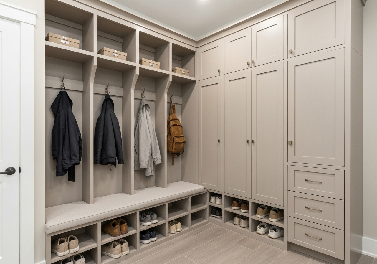Beyond the Mess: Stylish & Functional Custom Mudroom Storage Solutions by The Closet Rehab
