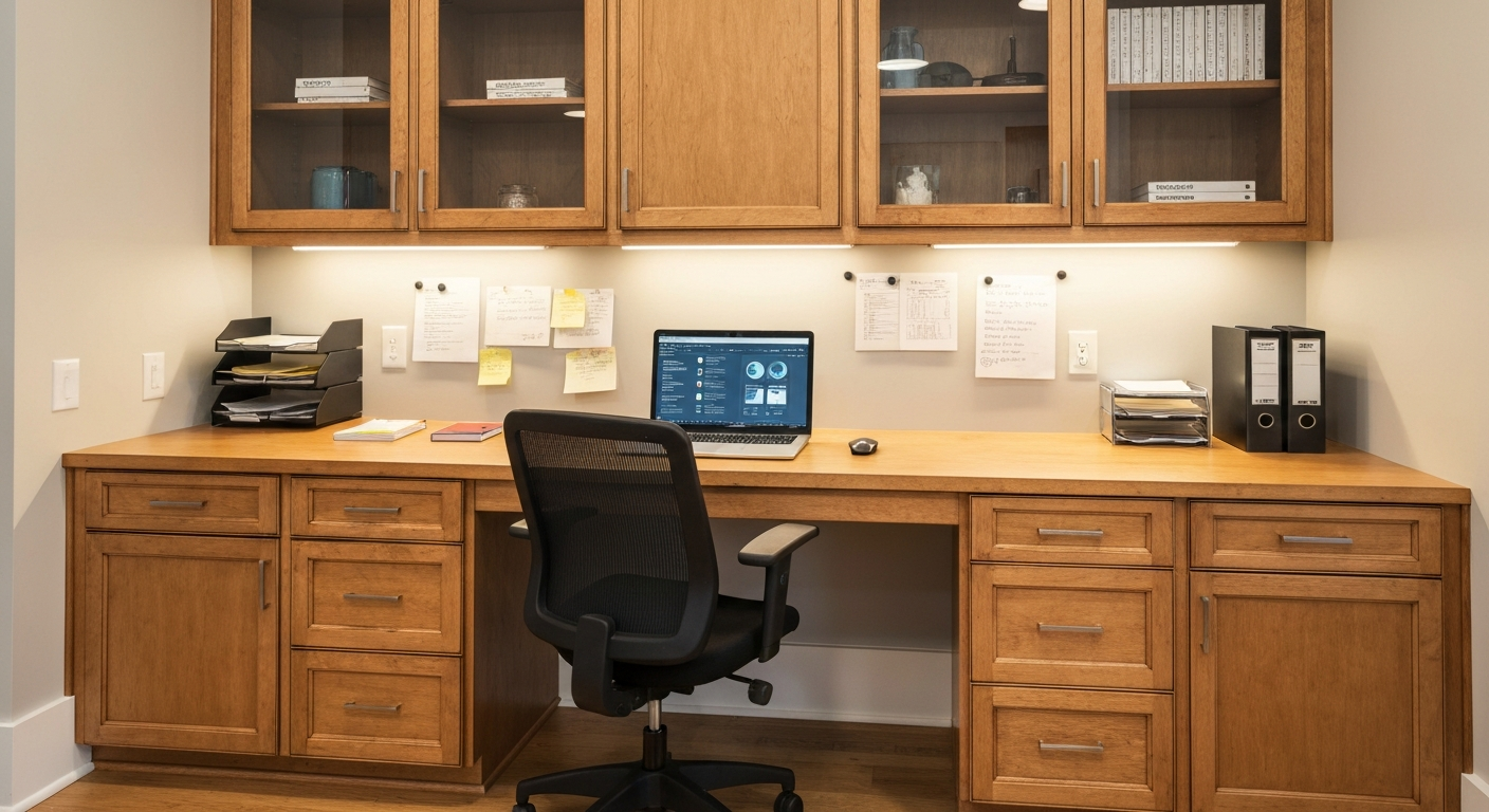 Custom Built-In Home Office Storage & Desk Systems: Elevating Workspace Functionality in Charlotte Homes
