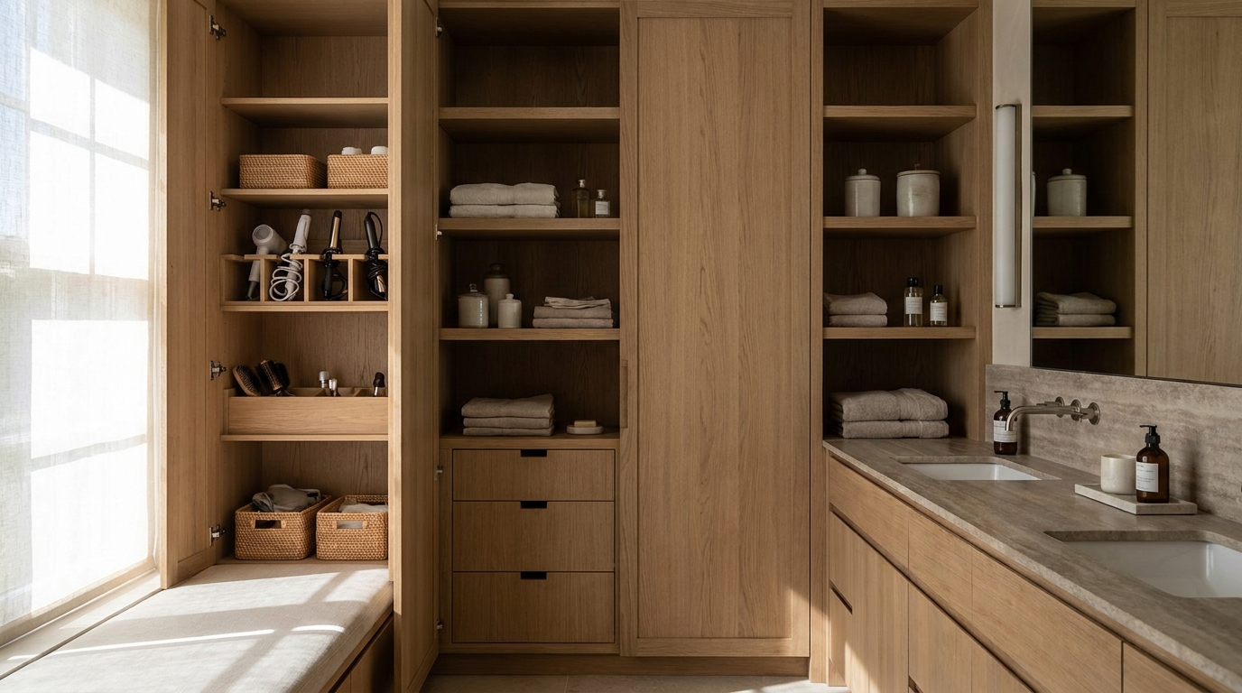 Hair Tool Storage in Bathroom Cabinets