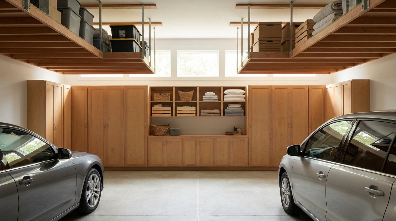 Garage Ceiling Storage: Racks vs Cabinets