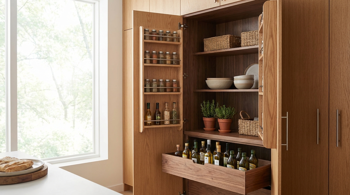 Pantry Spice Pull-Out Storage in One Layer