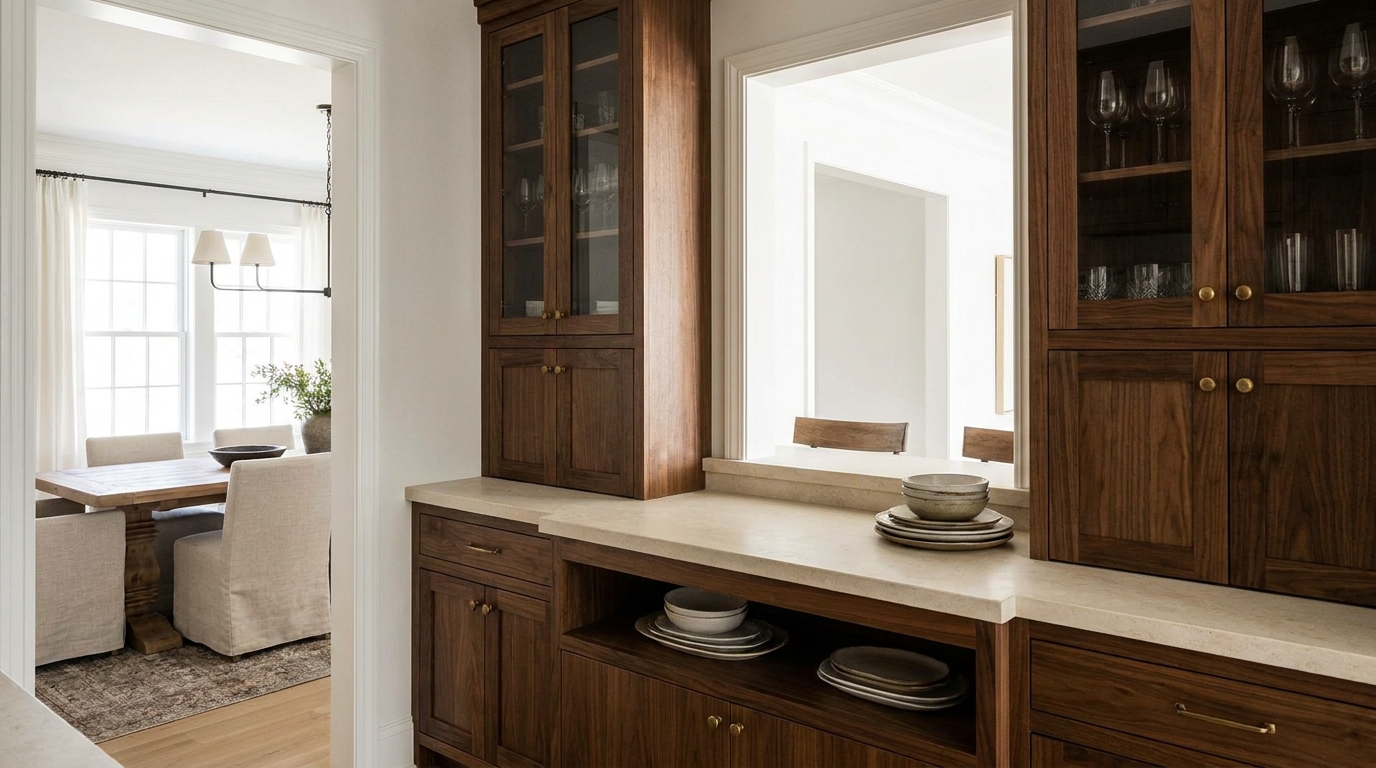 Butler Pantry Storage: Serving, Glassware, Work Bay
